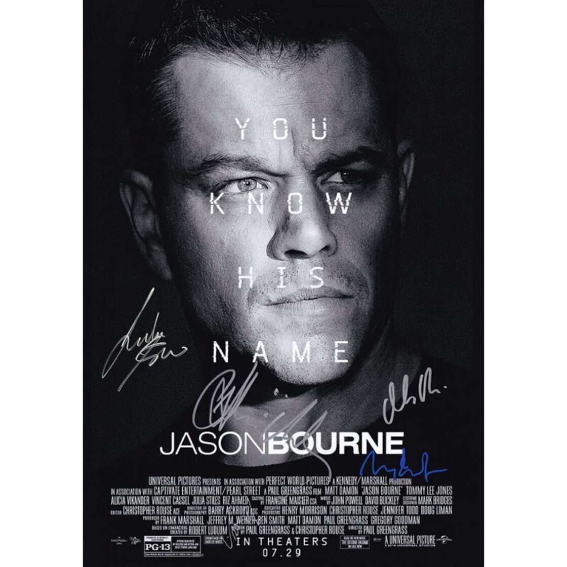JASON BOURNE(ジェイソン・ボーン) 【5名直筆サイン入りミニポスター 