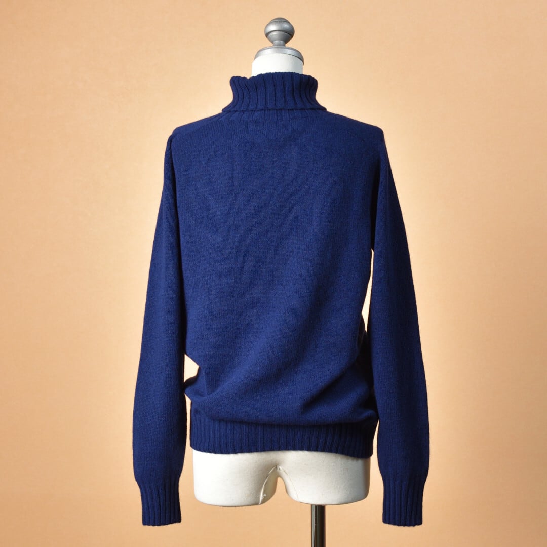 ARMEN アーメン  ラムウールポロネックラグランニット・ネイビー【送料無料】