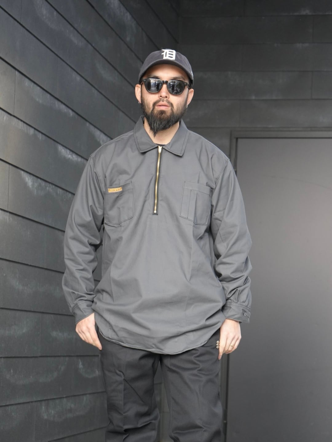 PRISON BLUES プリズンブルース【Long Sleeve Half Zip Work Shirt