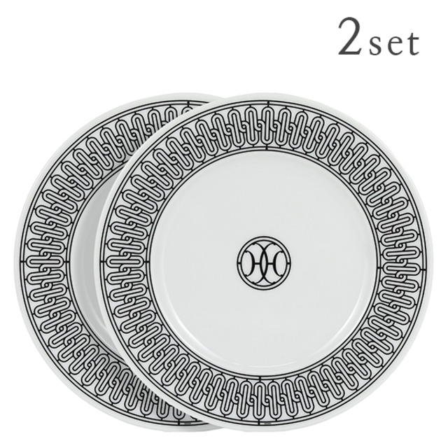 New HERMES エルメス プレート デザートプレート ペア Hデコ H Deco dessert plate No1 ホワイト ブラック 新品