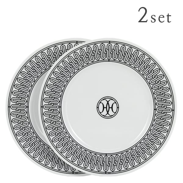 New HERMES エルメス プレート デザートプレート ペア Hデコ H Deco dessert plate No1 ホワイト ブラック 新品