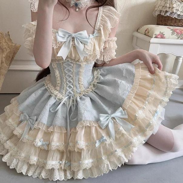 ゆめかわ♡全4カラー チョーカー＆バックリボン付きワンピ wanpi75