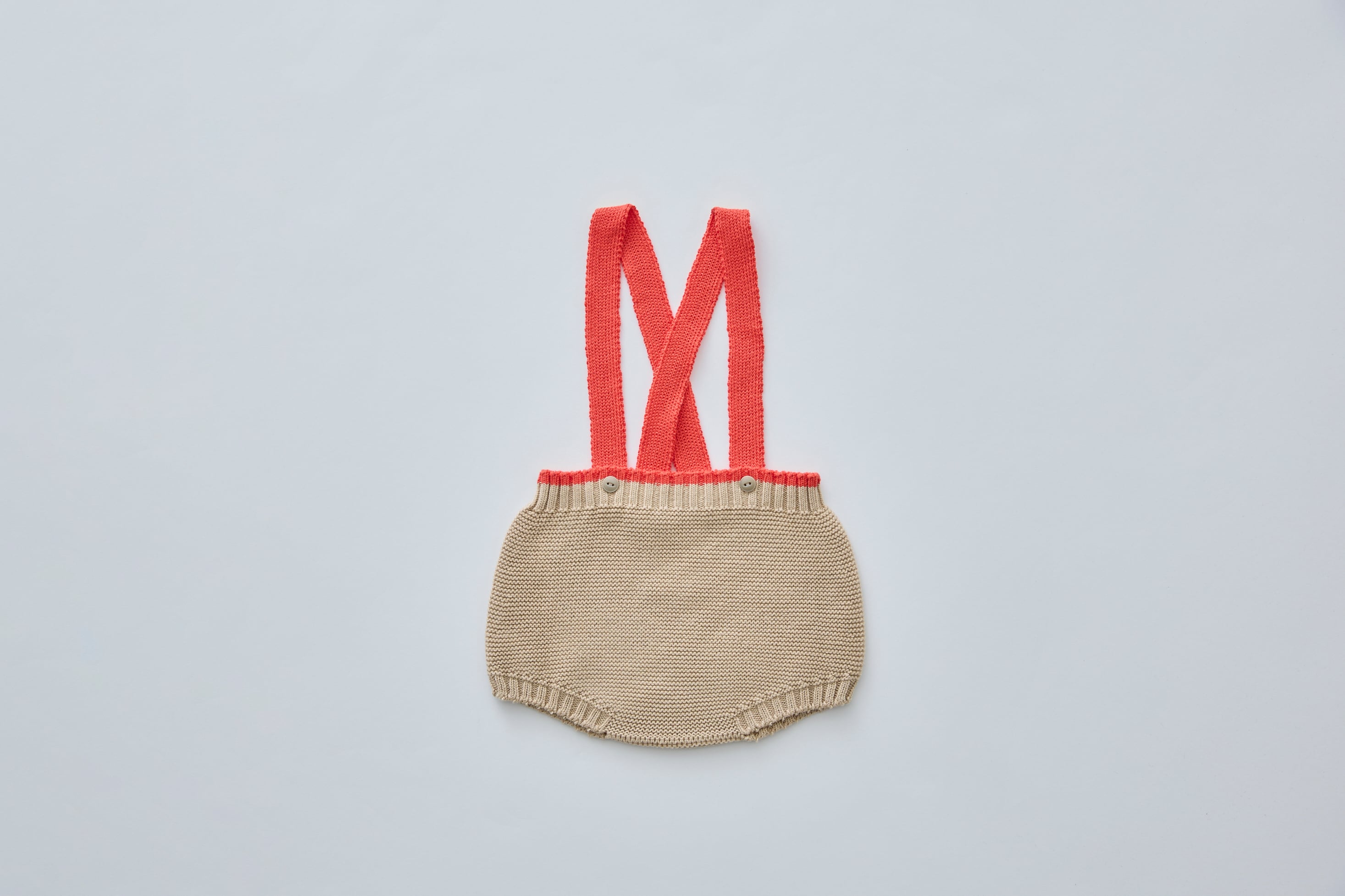 〈 eLfin Folk 25SS 〉 Knit Baby Bloomers "サスペンダーブルマ" / elf-251K59 / beige×red