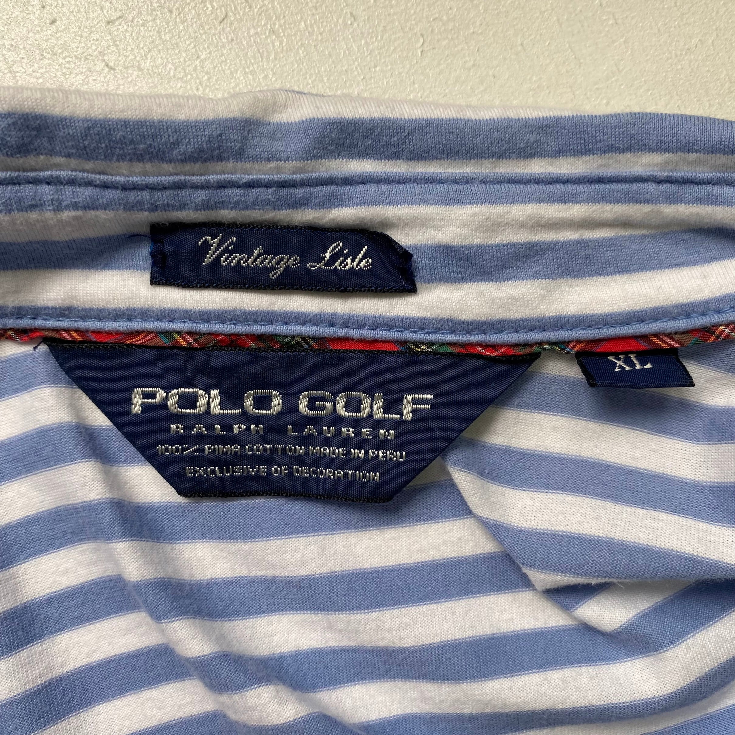 ビッグサイズ 90年代 POLO GOLF Ralph Lauren ポロゴルフ ラルフローレン マチ付き ボーダー Tシャツ地 ポロシャツ  メンズXL 古着 90s ヴィンテージ ビンテージ VINTAGE LISLE 【ポロシャツ】【GS07】【P2000】【PR20】 | cave 