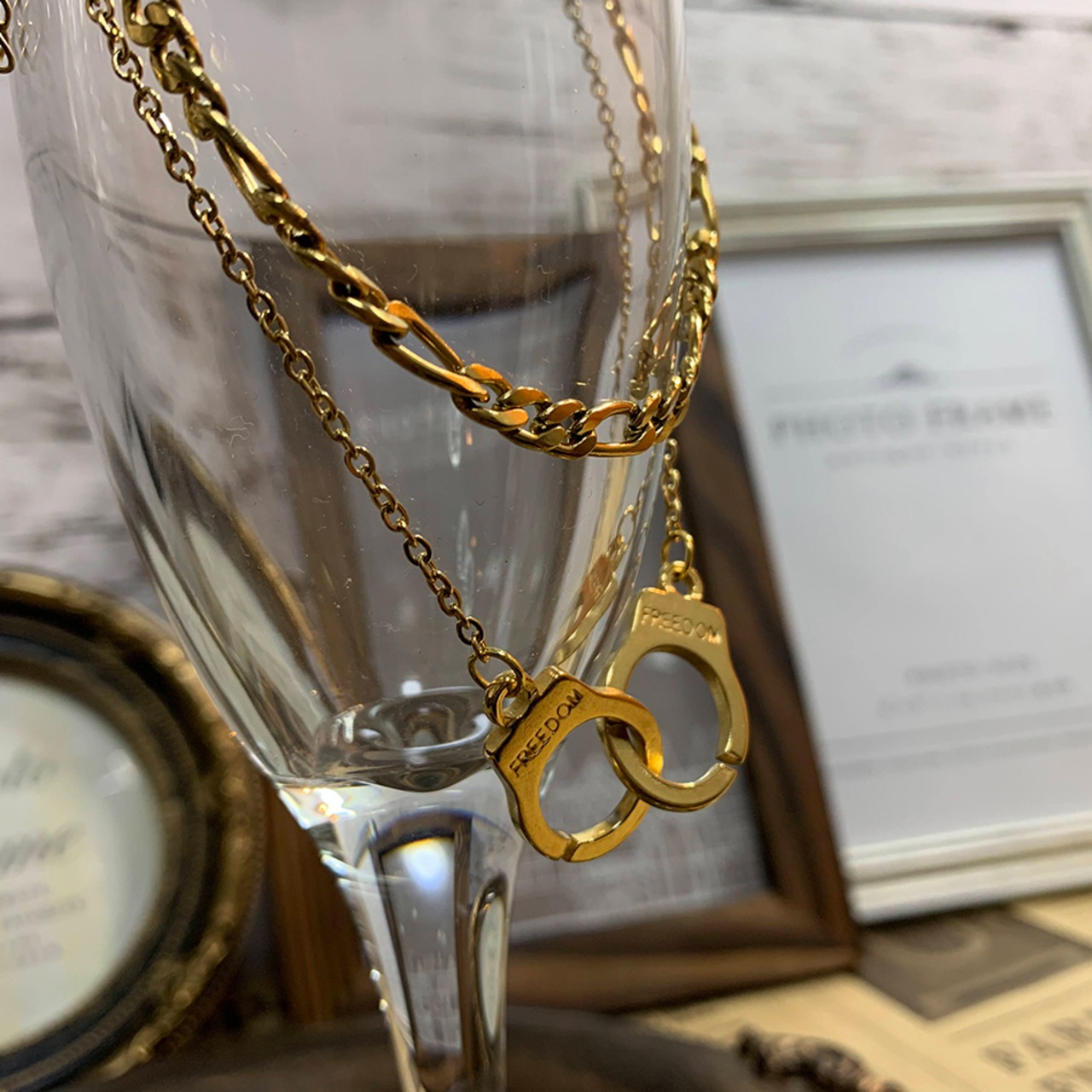 ステンレス手錠アンクレット ゴールド