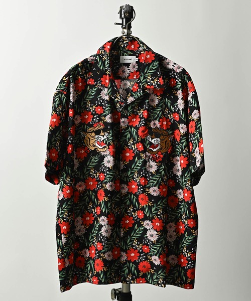 ATELANE flower print tiger embroidery shirt (BLK) 24A-15033