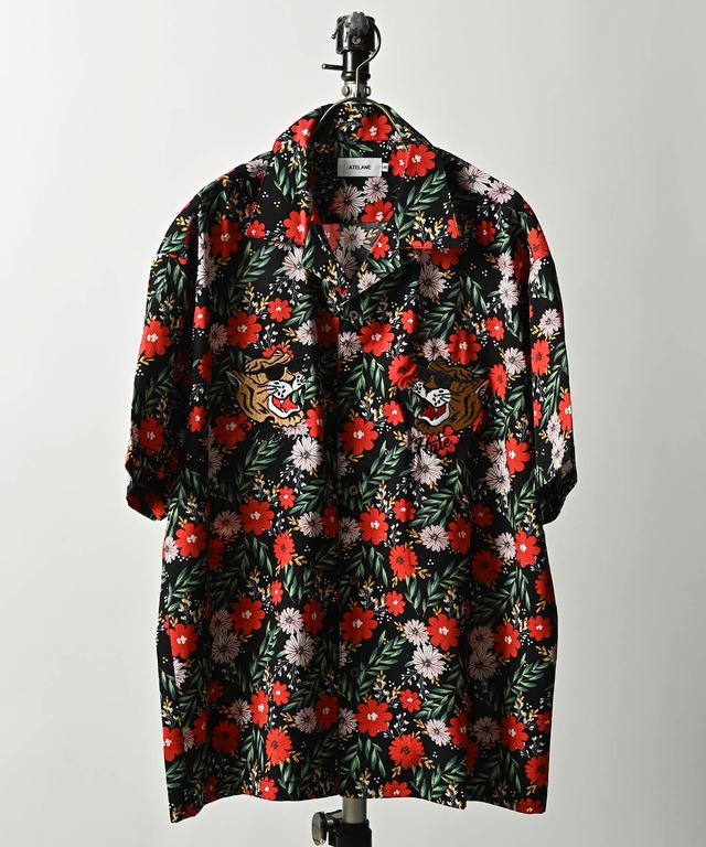 ATELANE flower embroidery open collar shirt (BLU) 24A-15061
