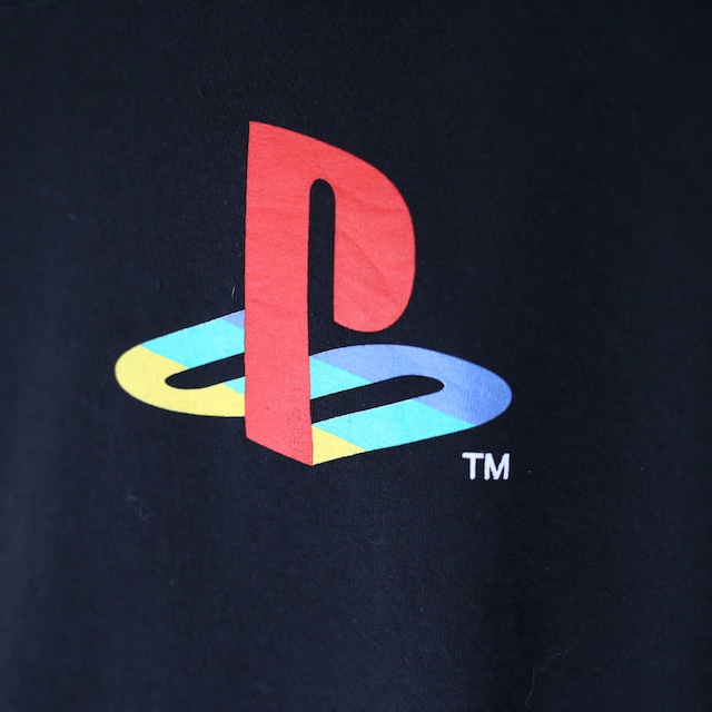 "play station" △○X□ sleeve printed loose l/s tee