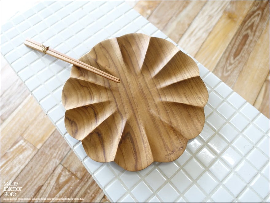 チークプレートzwol/25cm パスタプレート トレー パンプレート 小物入れ 大皿 木の皿 お皿 木製食器 無垢材食器