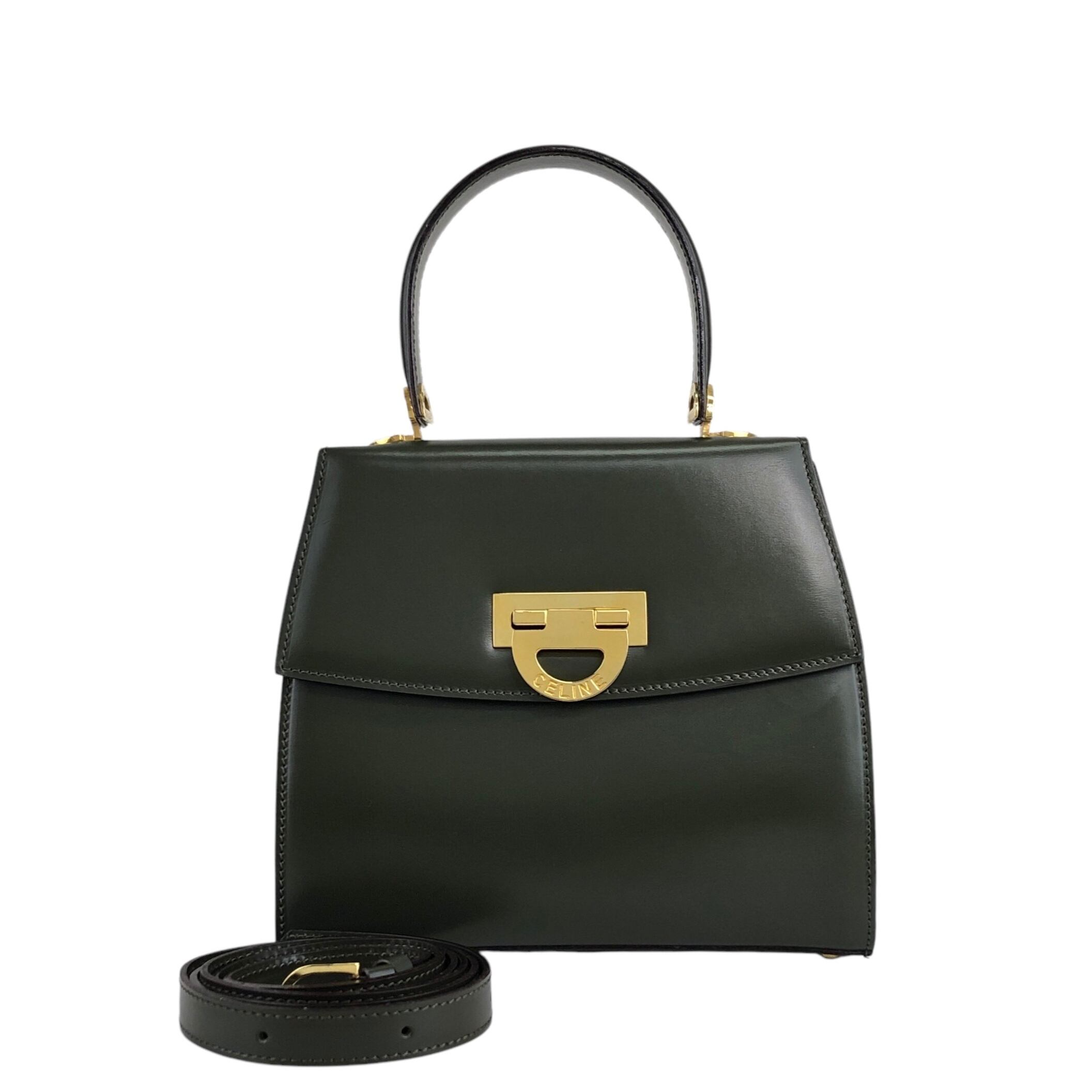 セリーヌ バッグ 2way チェーン ショルダーバッグ ホースビット CELINE セリーヌ ショルダーバッグ カーキ ホースビット レザー 2way