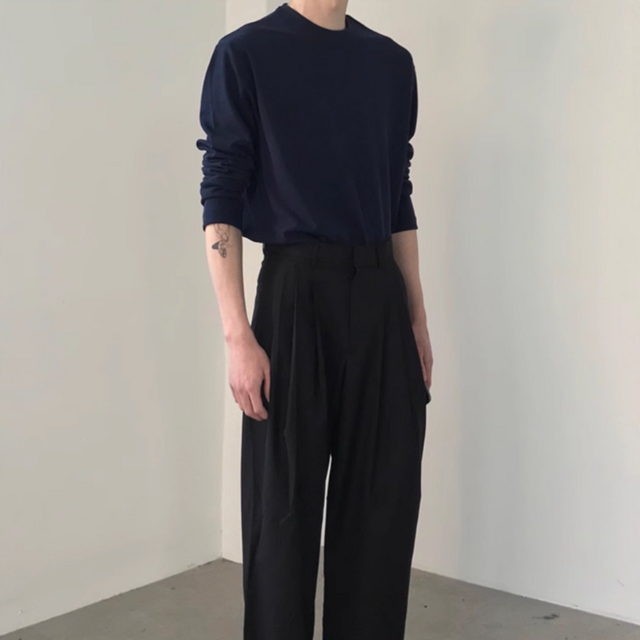 ルーズ立体プリーツモードパンツ　0780