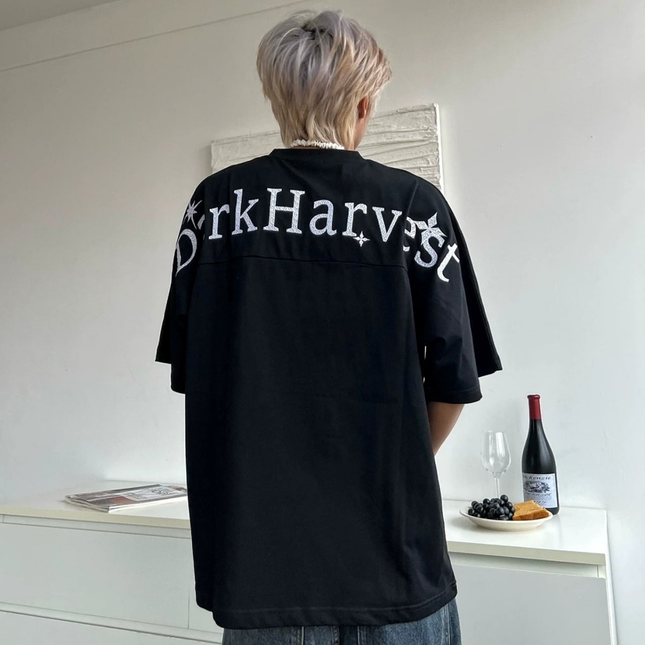 ヨークライングラフィックルーズフォルムTシャツ 2col   A00140