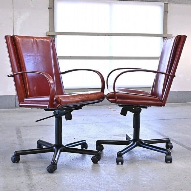 最高級 イタリア製 matteograssi/マテオグラッシ エグゼクティブチェア 2脚セット 本革 ダイニング リビング【中古家具/中古インテリア/USED家具ユーズド家具/リサイクル】