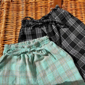 checkered wide pants