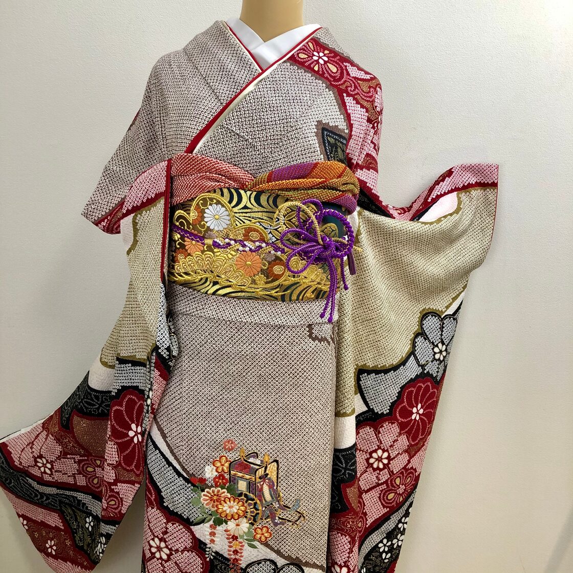 豪華【三松誂製 総絞り】古典柄 手刺繍 正絹 振袖セット s159 | PAY ID