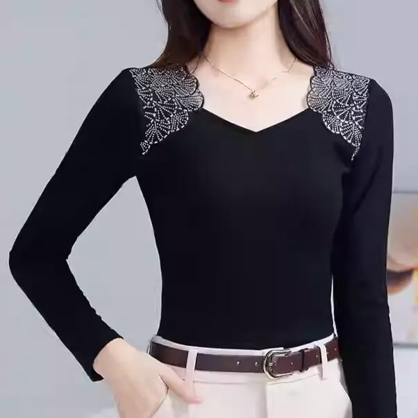 ショルダーレース スクエアネック ロングスリーブ カットソー ds1081