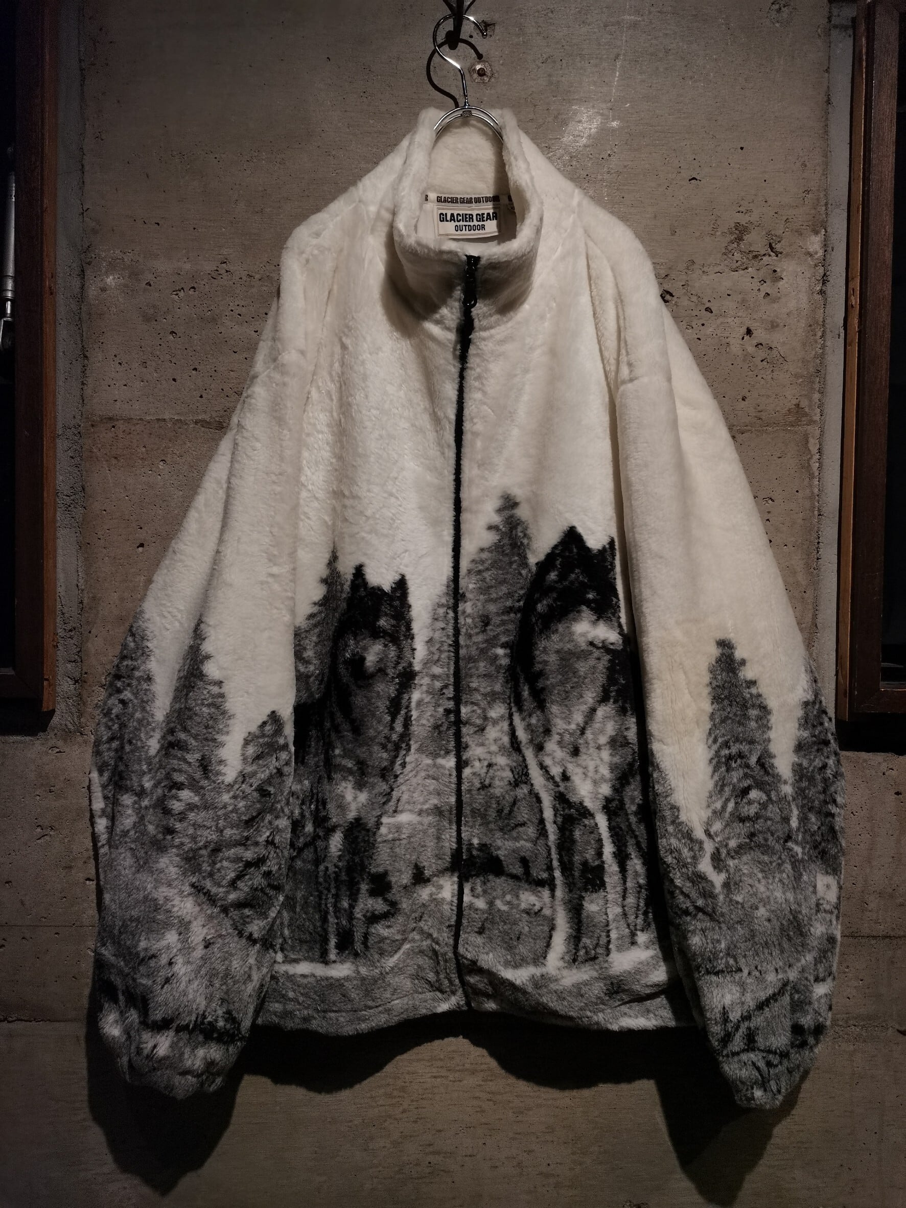 Caka】Wolf×Landscape Design Vintage Loose Fleece Jacket | Caka 