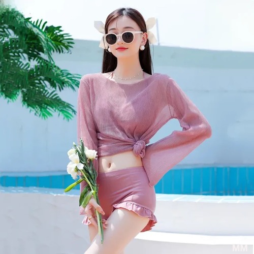 女性用長袖ビキニ,セクシーなレース水着,韓国スタイルのビキニ,独立したトップとボトム,サーマルスプリング,フェアリーウェア,新しいビキニ,2024 韓国系水着 セパレート水着 ワンピース水着 T240626155902_06