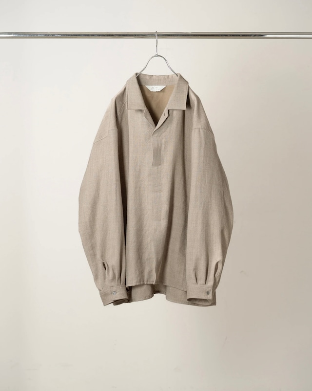 ANCELLM / WOOL CROSS-LINE SHIRT (BEIGE)