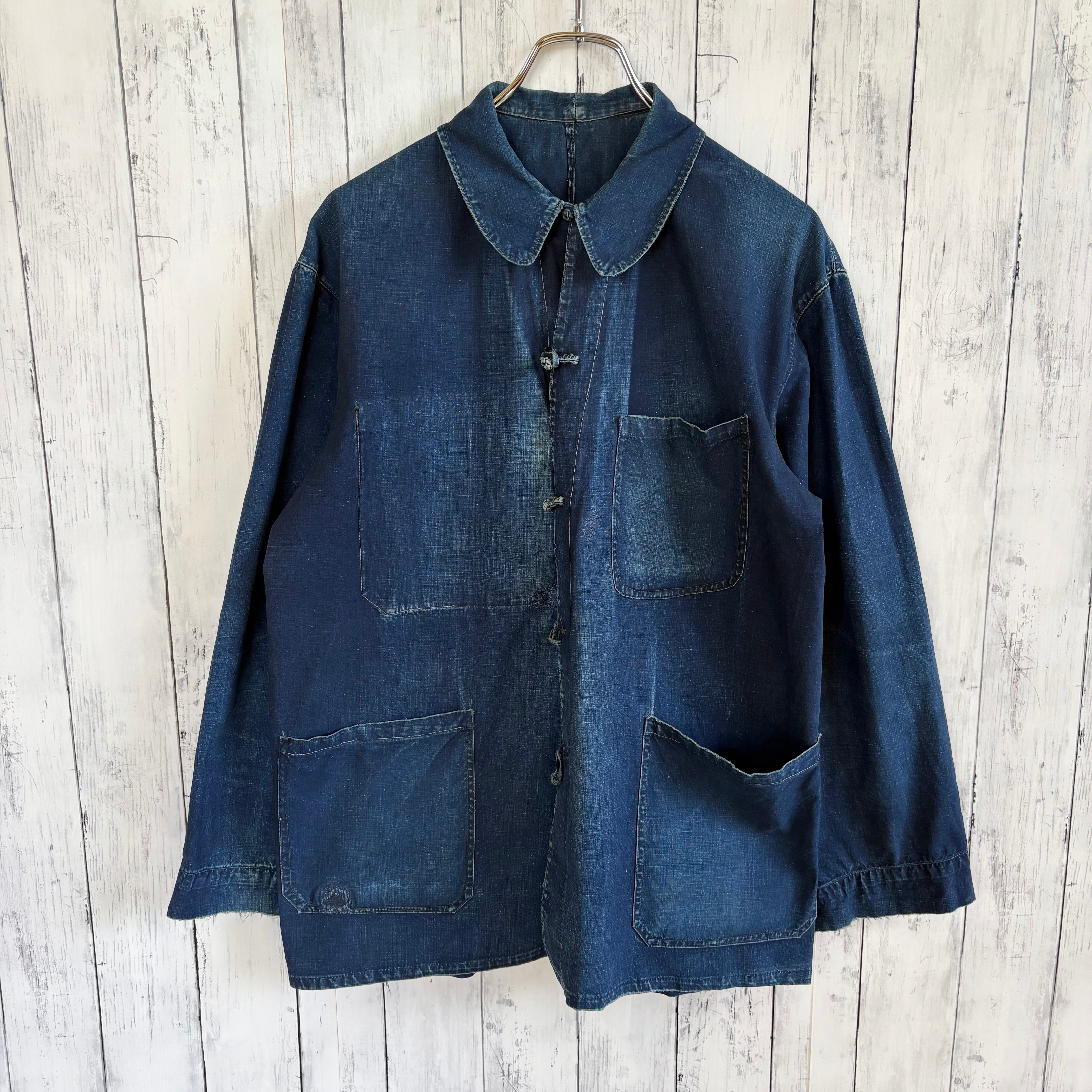 50s 60s ヴィンテージ フレンチチャイナ インディゴコットン ワーク