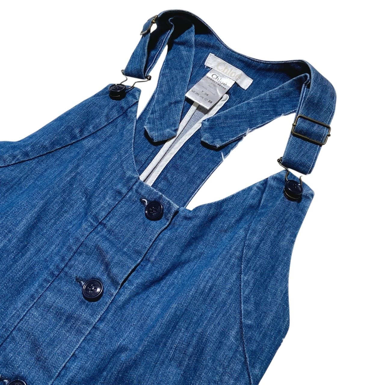 Chloe クロエ ジャンパースカート ワンピース インディゴ ひざ丈 Chloe クロエ ジャンパースカート ワンピース インディゴ ひざ丈