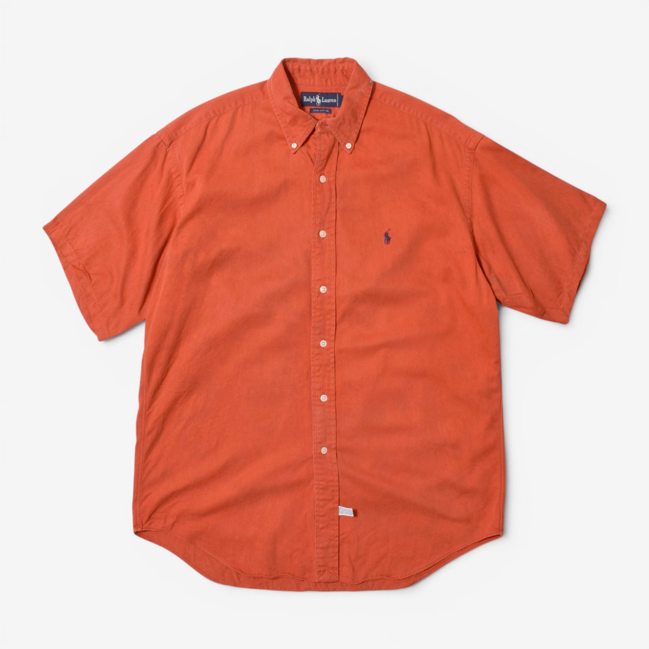 90s Ralph Lauren ワンポイント ボタンダウン 半袖シャツ オレンジ