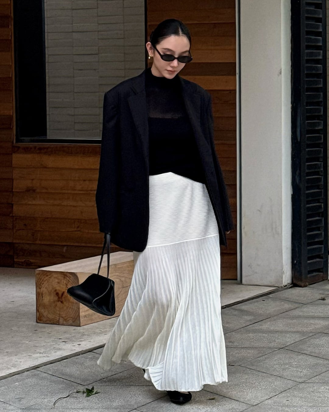 プリーツ切替ニットスカート A25125