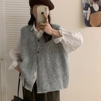 カシミヤタッチ・ナチュラル系2ボタンニットベスト・セーター