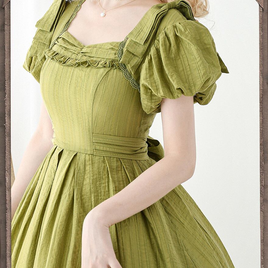 花柄ワンピース　リボンカチューシャ付きForest Wardrobe ロリータ 花柄ワンピース リボンカチューシャ付きForest Wardrobe