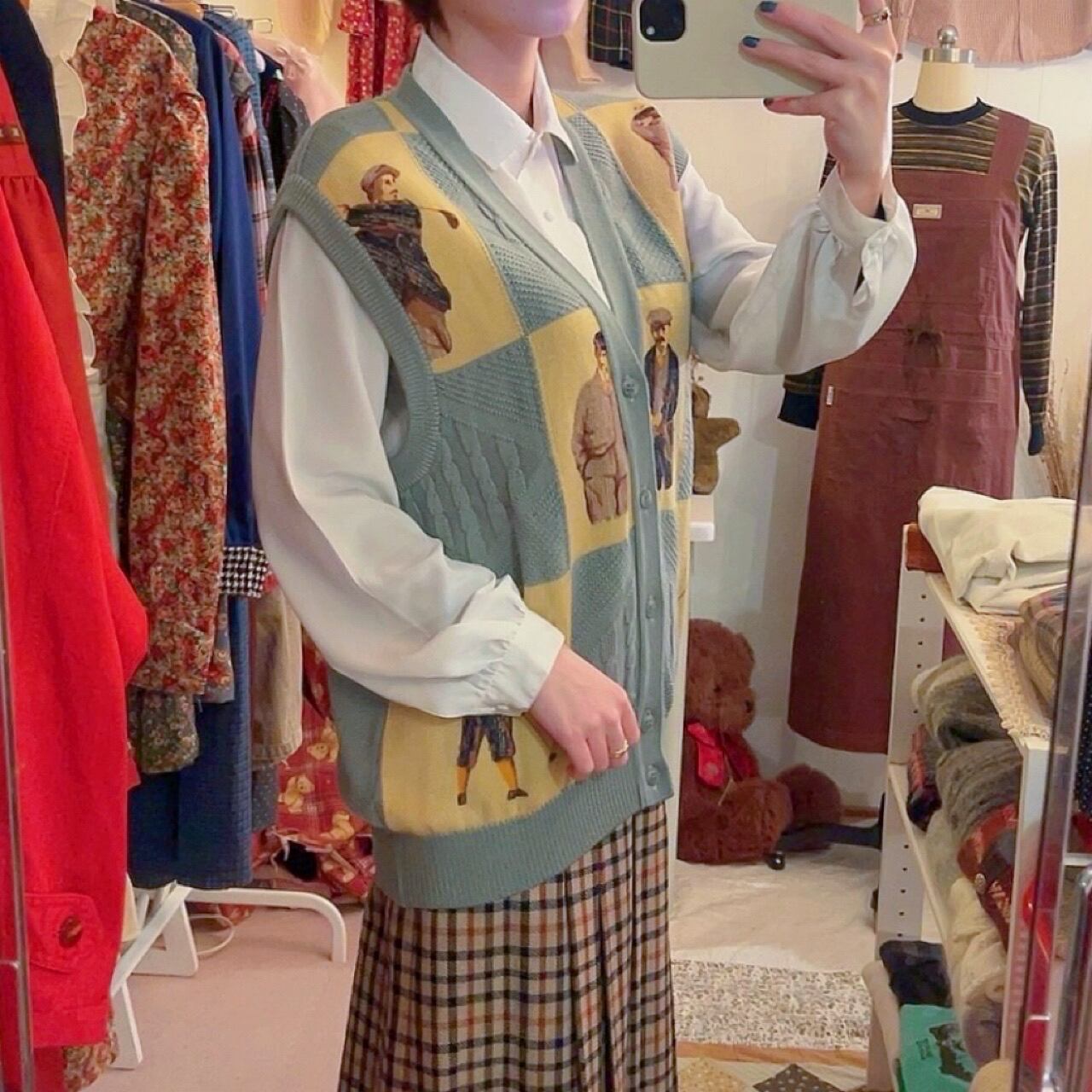 pale green golf check vest