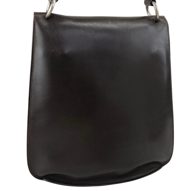 PRADA プラダ ショルダーバッグ ブラウン ロゴ レザー セミショルダーバッグ vintage ヴィンテージ オールド ecb6ar