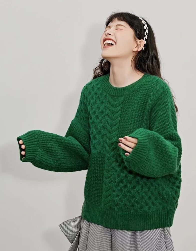 柄編みニット　AJ66123-3117