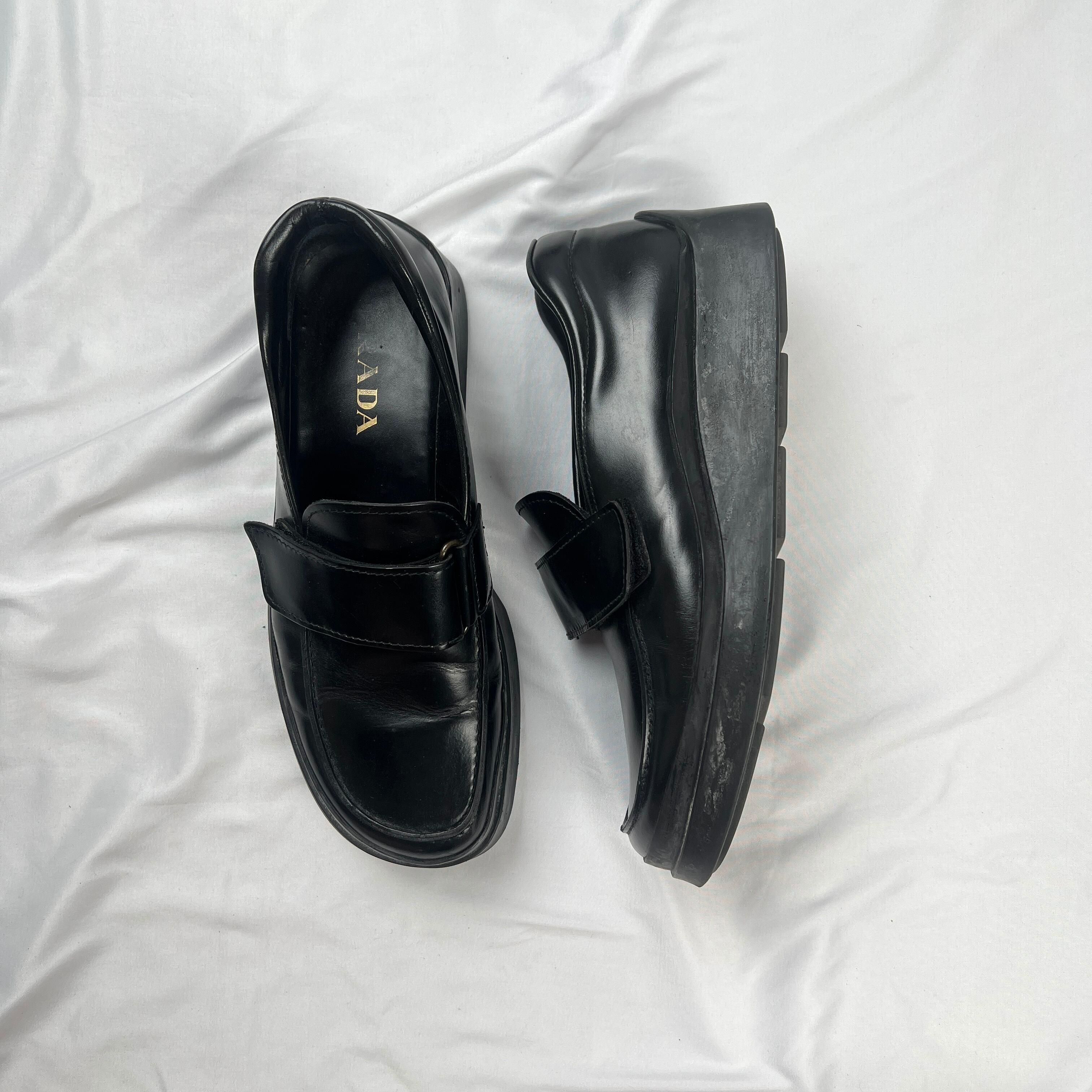 PRADA square toe velcro leather shoes | epicyard