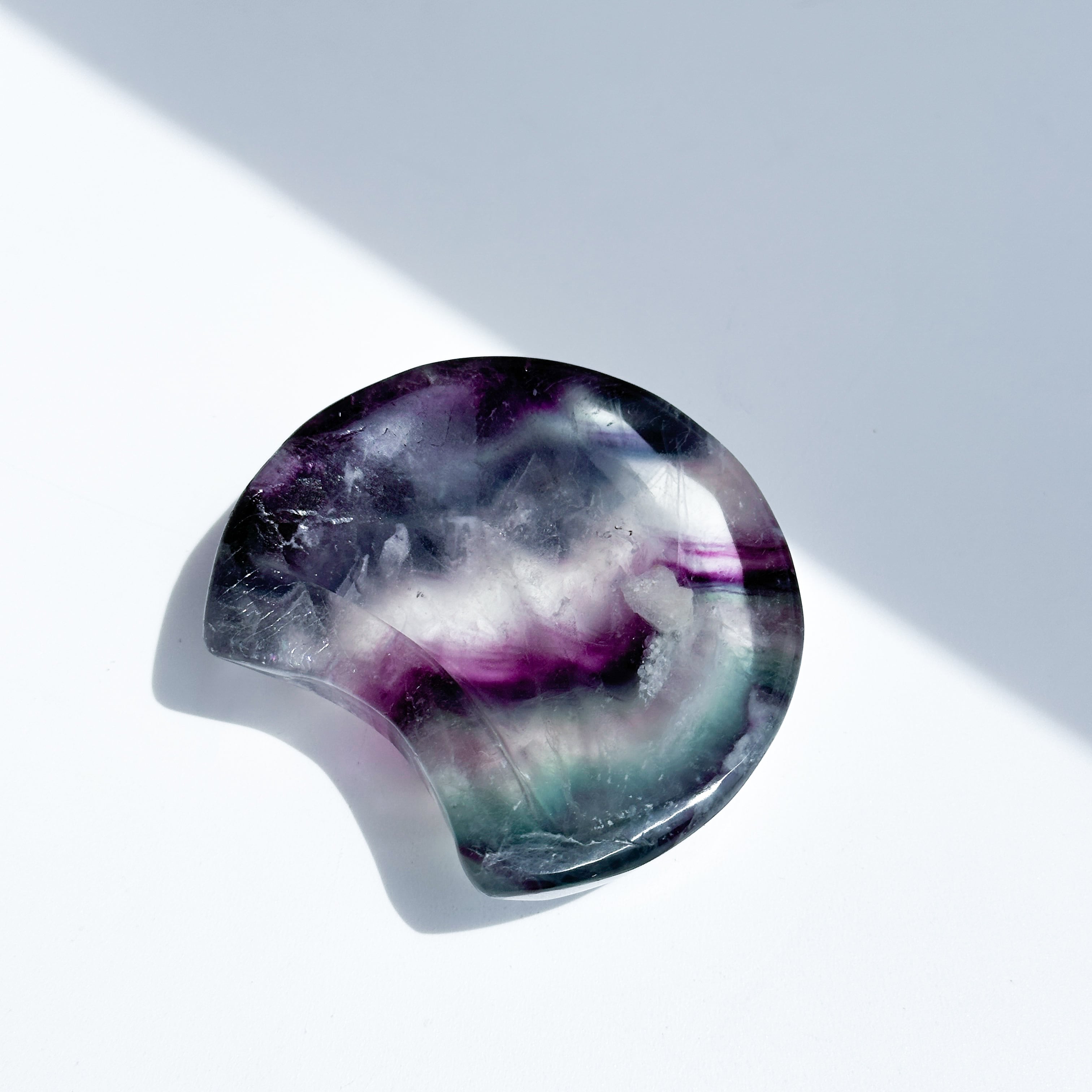 フローライト【C-967】 レインボーフローライト月型のうつわ03◇Fluorite◇天然石・鉱物