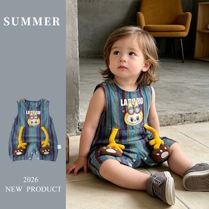 【BABY】オシャレストライプロンパース