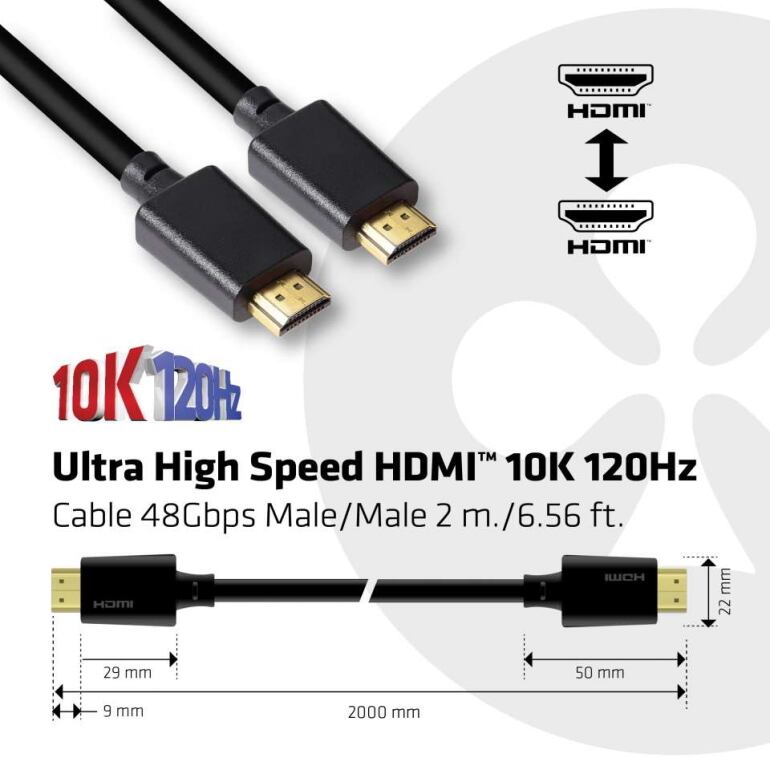 Club3D HDMI 2.1 4K120Hz 48Gbps Male/Male 10m Active Optical Cable