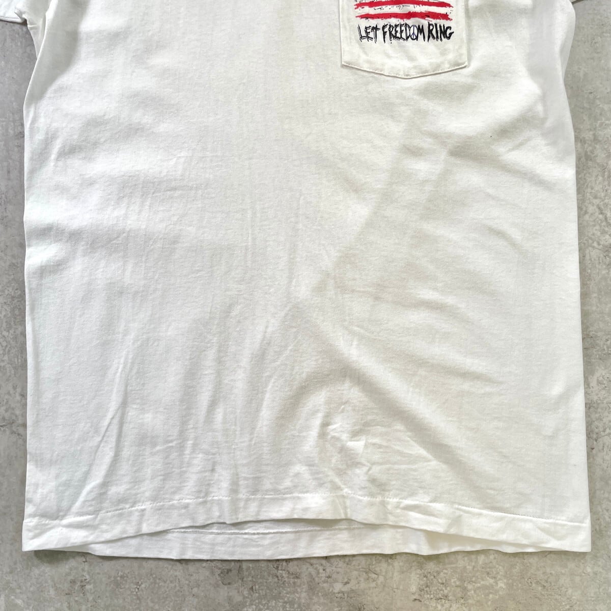 90年代 USA製 LET FREEDOM RING プリントTシャツ 胸ポケT メンズM~L