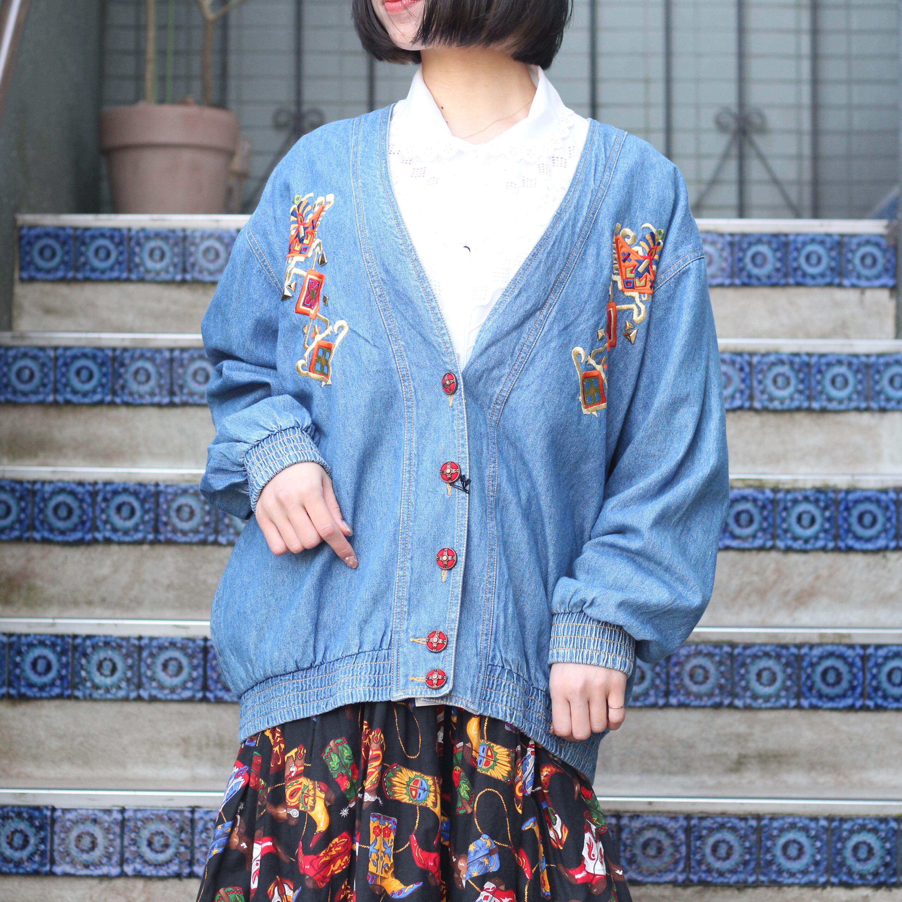 embroidery blouson  レトロ  vintage デザイン