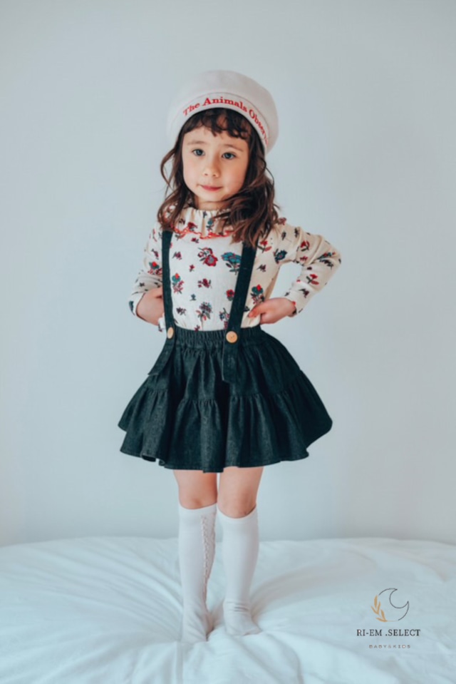 【wonny ribbon/予約3/10 12:00〆切】black denim skirt