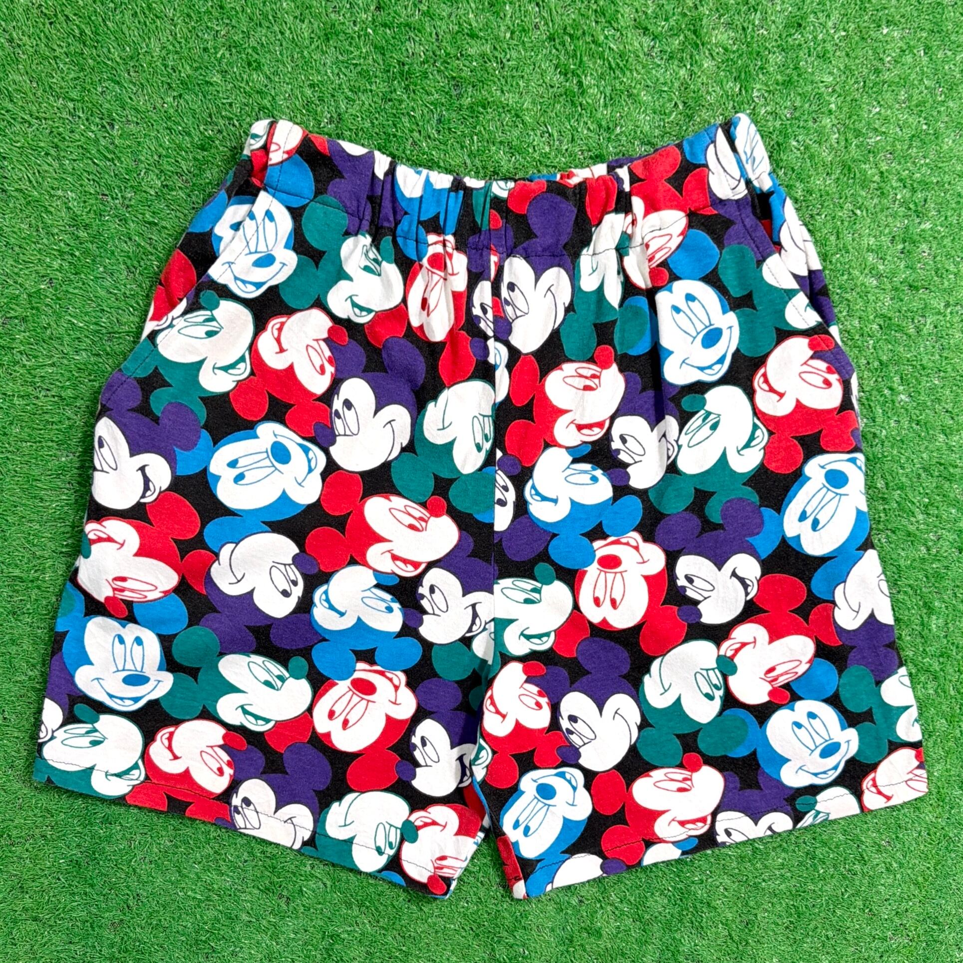 Unisex】 Mickey 総柄 ハーフパンツ / 古着 ディズニー ミッキー 総柄