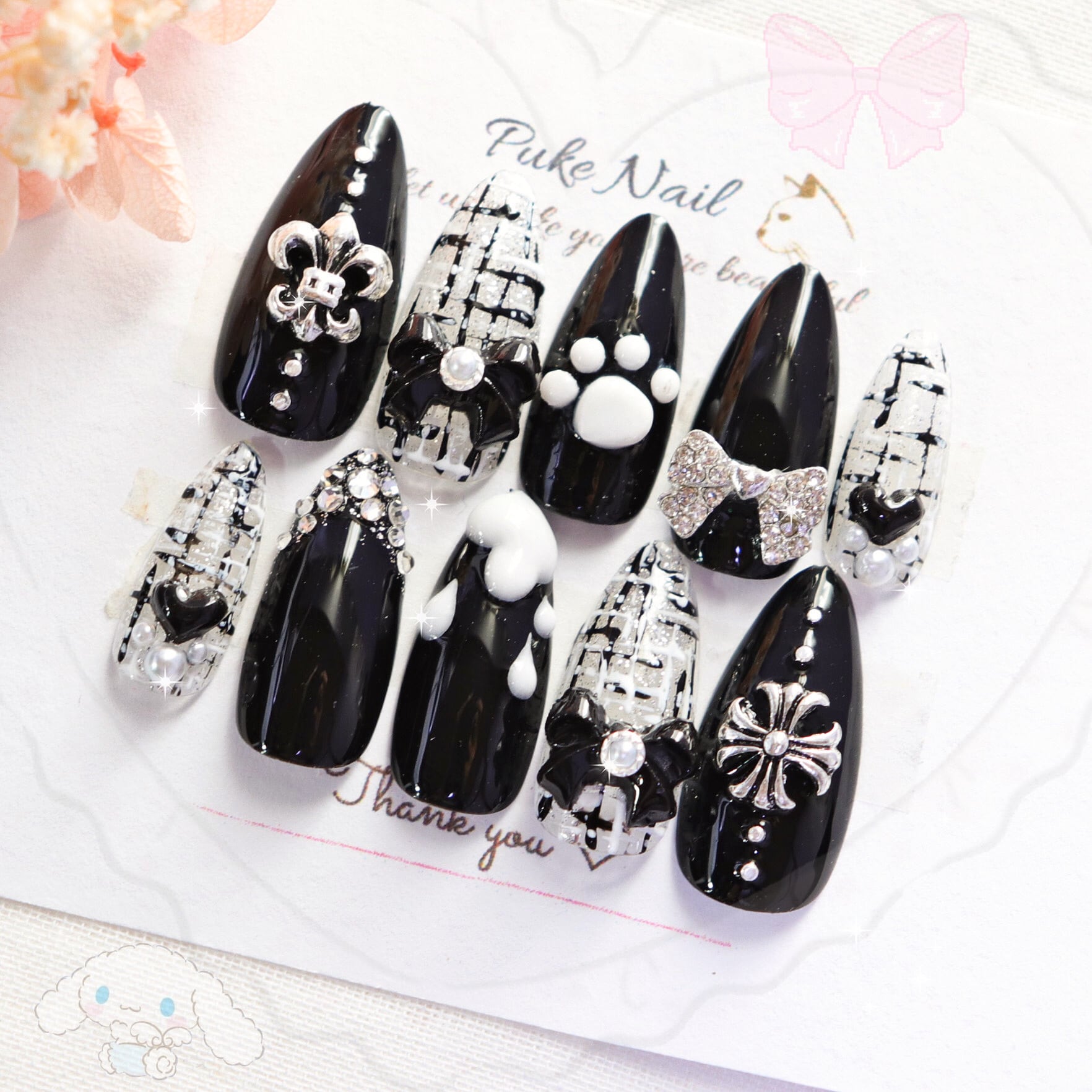 Pukeネイル No 451 ツイード量産型 地雷系ネイル 可愛いイルチップ ネイルチップ つけ爪 購入ならpuke Nail