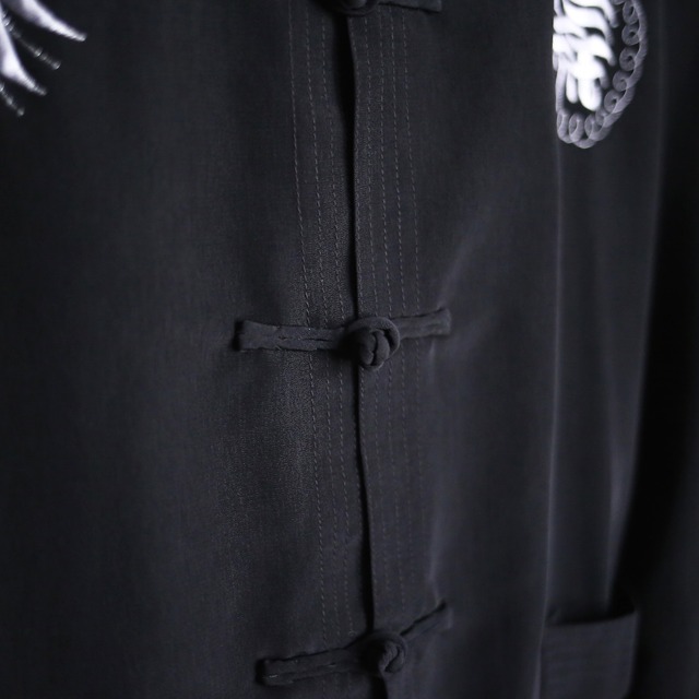 ”刺繍×龍×漢字" loose silhouette black china shirt jacket