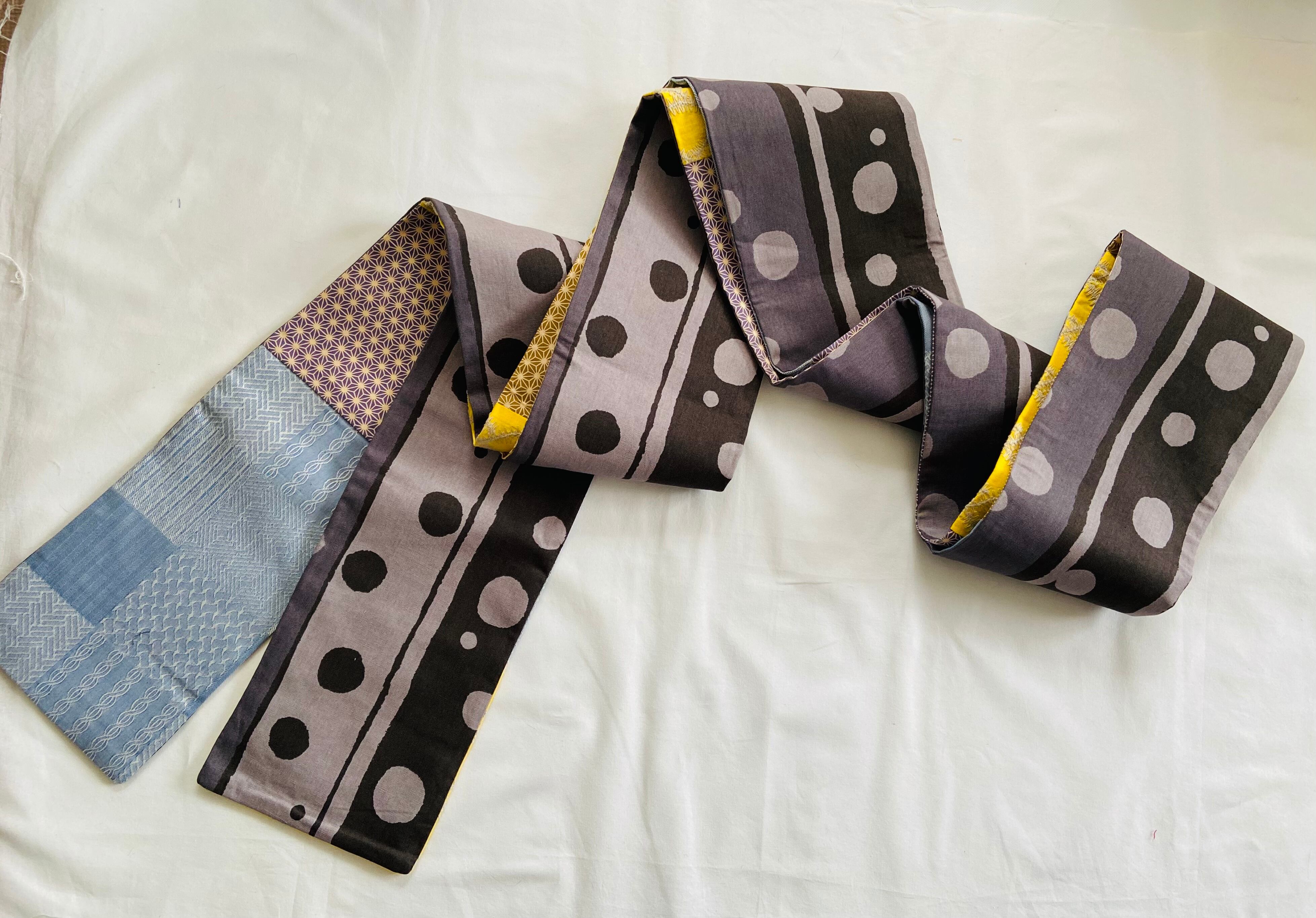 ハンドメイド パッチワーク半幅帯 E 面白 