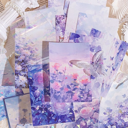 幻想的な花園の素材紙セット＋ホログラムシール付き　15種30枚入り　梦至花境（Dream to the Flower Realm）シリーズ【糖诗(CANDY POETRY)】[CP-5]