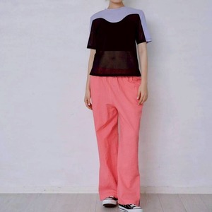 【HCAE】COLOR OR BLOCK RIB & MESH TOP