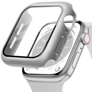 【努力特価】POLINK for Apple Watch用 ケース Series 11/10/9/8/7/6/5/4/SE3/SE2/SE 40mm PC素材 強化ガラス アップルウォッチ 保護用カバー 超薄型 高耐久 耐衝撃 高透過率 指紋防止 for Apple Watch用 カバー 全面保護 シルバー