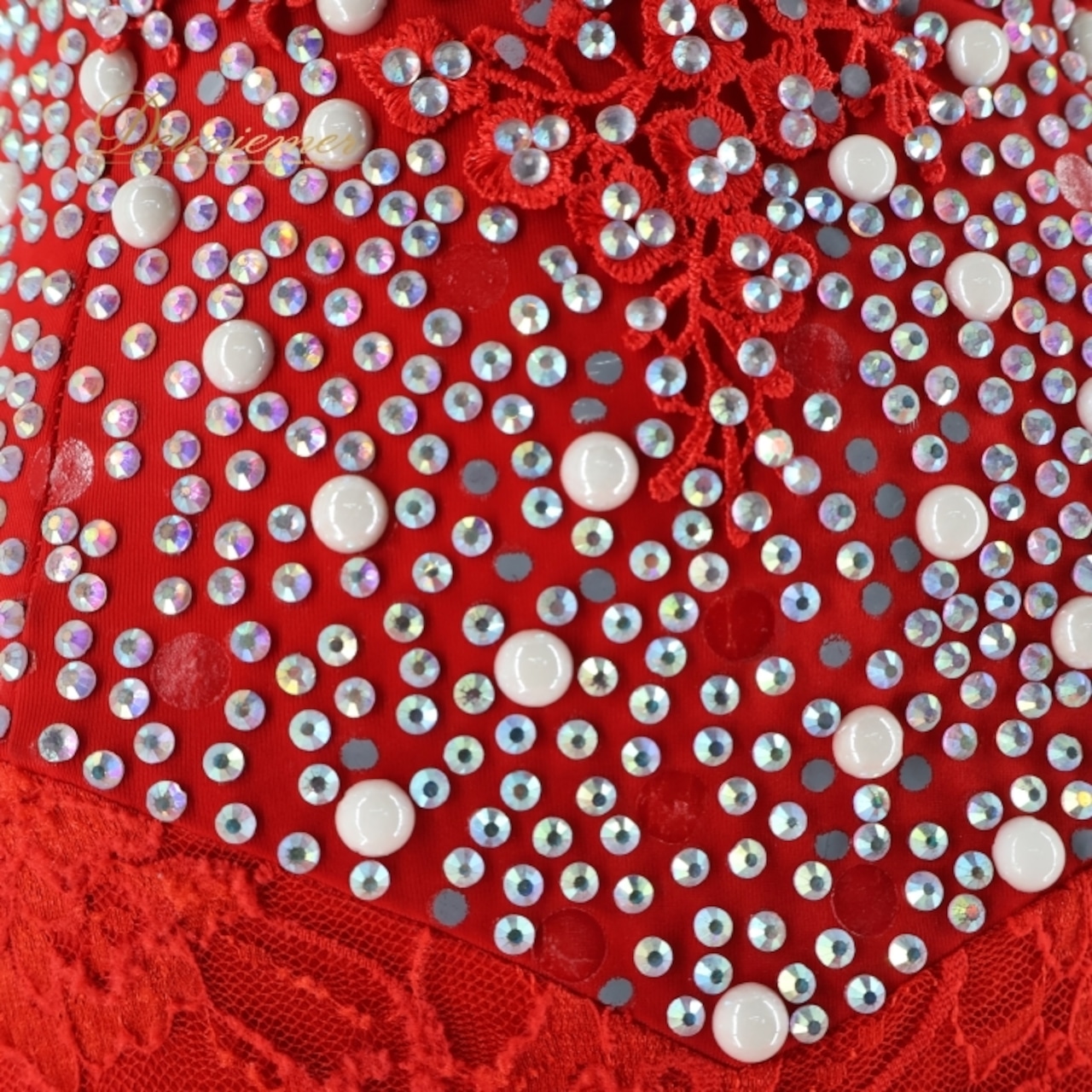 社交ダンス 衣装 スタンダードドレス ドレス ワンピース 赤 フリル レース デモ 競技 ダンス パーティ 発表会 豪華 華やか 真っ赤 上品 レッド系 フリルレース おしゃれ デザイン 競技用 衣装 女性用 パフォーマンス ステージ衣装 ステージパフォーマンス