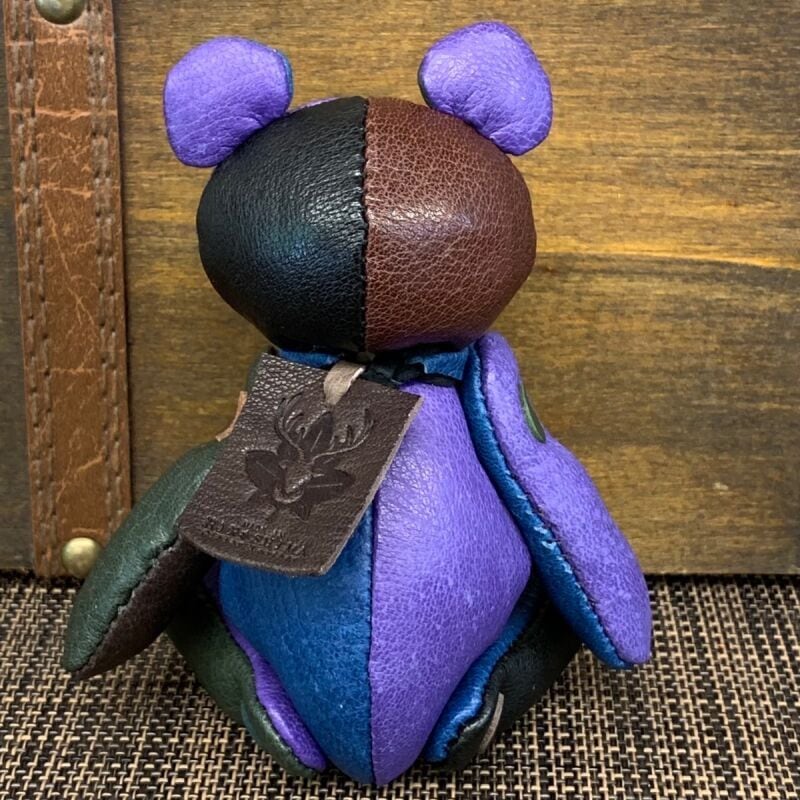 ジビエレザー鹿革ベルベア★マイスターの手作り「ベルズベア」カラフルクール系　写真の1点販売です