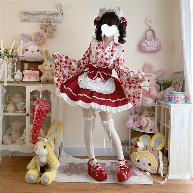 新色追加 2024新作✿ 4点セット Lolita 可愛い プリント 3色 S M L ロリータ ワンピース セットアップ85484534