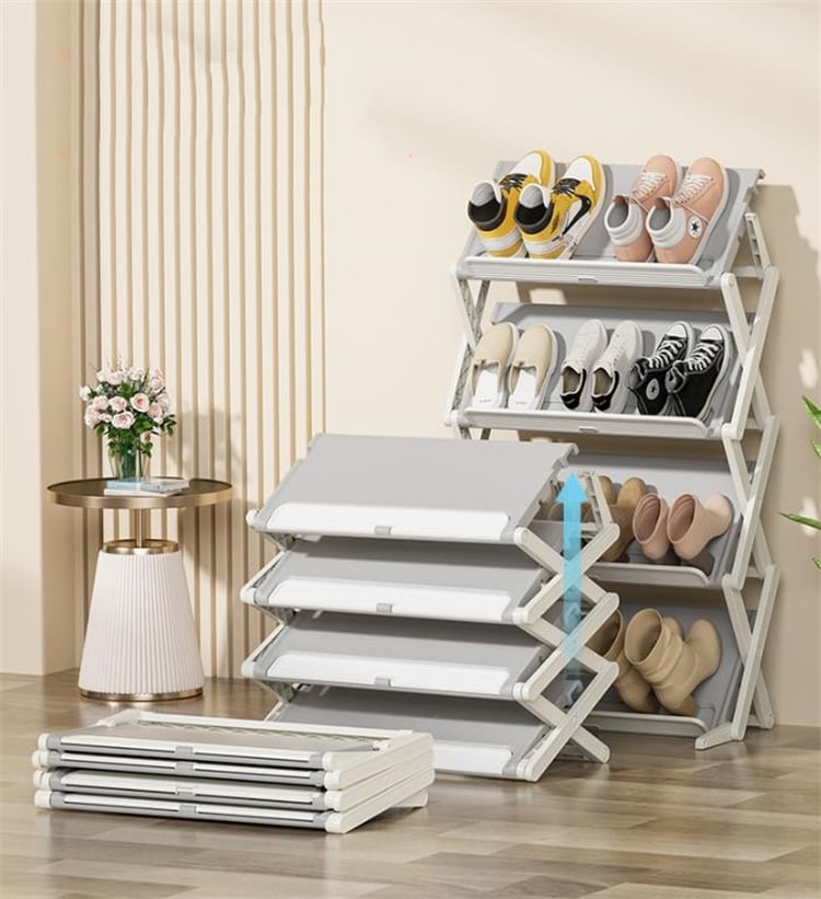 シューズボックス 靴箱 シューズラック 折りたたみ式 大容量 （7段-28